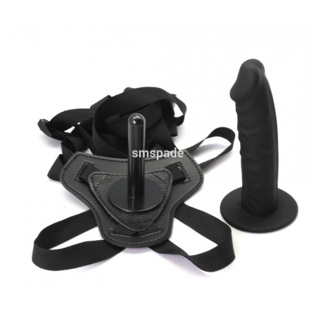 Black Silicone dildo harness strap on